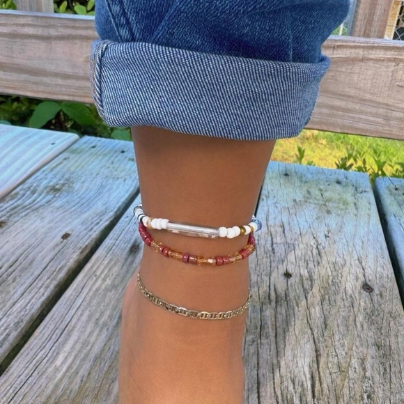 Cherry White Bead Anklet Set - Picture 2 of 6